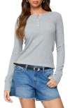 Edikted Helanie Long Sleeve Waffle Stitch Henley