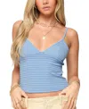 Edikted Hemsley Striped Ribbed Tank Top In Blue