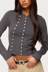 Edikted Hestia Button Up Knit Cardigan In Dark/gray, Women's At Urban Outfitters In Gray
