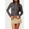 Edikted Hestia Double Breasted Cardigan In Gray