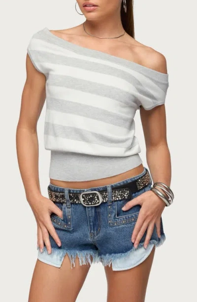Edikted Hettie Off Shoulder Striped Knit Top In Multi