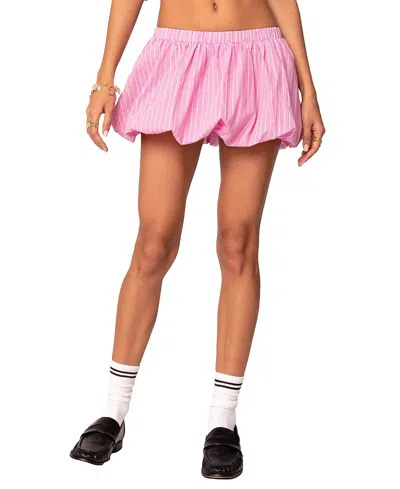 Edikted Hila Pinstripe Bubble Mini Skirt In Pink