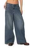 Edikted Hilla Side Pleat Low Rise Baggy Wide Leg Jeans In Blue