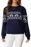Edikted Holiday Cheer Sweater In Navy