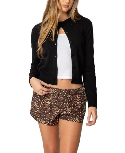 Edikted Hollie Button Up Cardigan In Black