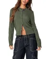 Edikted Hollie Cotton Cardigan In Olive