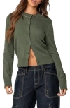 Edikted Hollie Cotton Cardigan In Olive