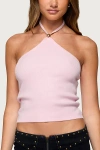 Edikted Hollis Knit Halter Top In Light/pink, Women's At Urban Outfitters
