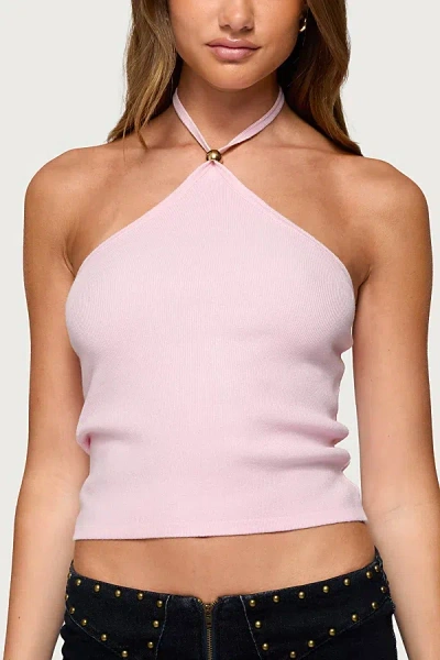 Edikted Hollis Knit Halter Top In Light/pink, Women's At Urban Outfitters