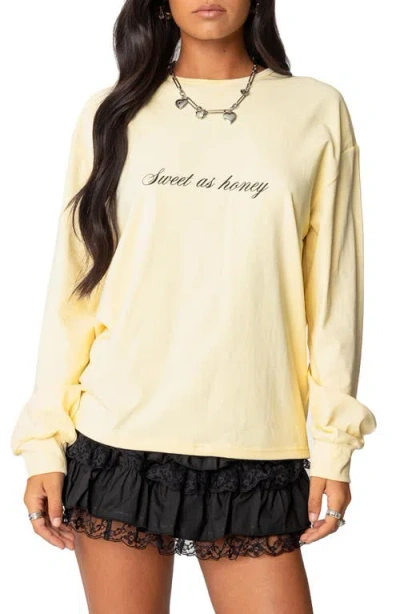 Edikted Honeybee Long Sleeve Graphic T-shirt In Yellow