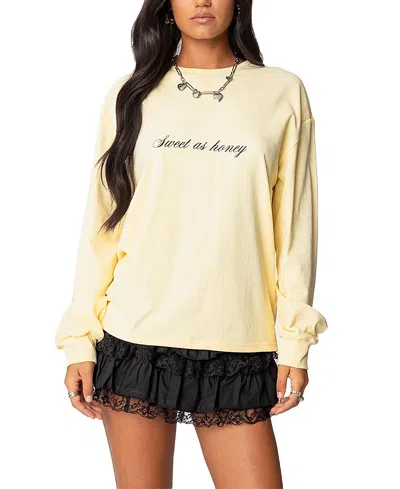 EDIKTED HONEYBEE OVERSIZED LONG SLEEVE T SHIRT