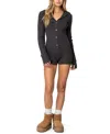 Edikted Hooded Cable Knit Romper In Dark Gray