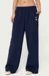 Edikted I Don't Chase I Attract Bow Wide Leg Sweatpants In Blue