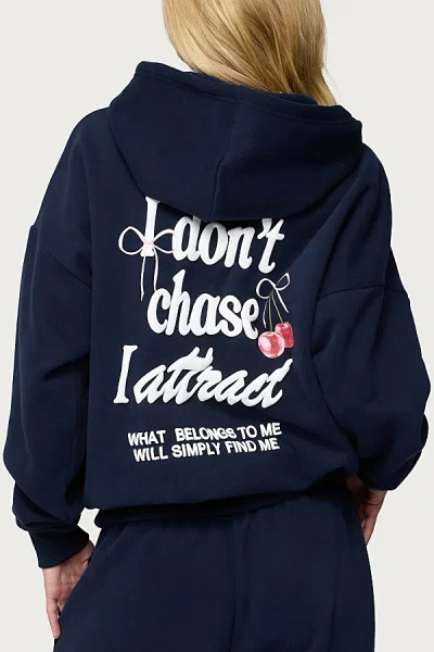 Edikted I Don't Chase I Attract Hoodie In Navy, Women's At Urban Outfitters In Blue