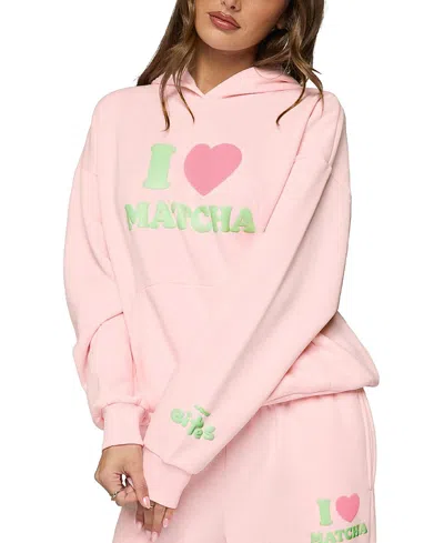Edikted I Heart Matcha Hoodie In Pink