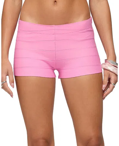 Edikted Ianthe Knit Bandage Shorts In Pink