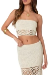 Edikted Ida Crochet Tube Top In Cream