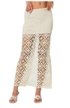 Edikted Ida Back Slit Crochet Maxi Skirt In Cream