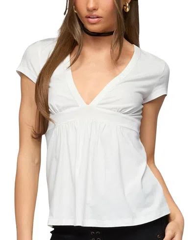 Edikted Ilana V-neck Babydoll Top In White