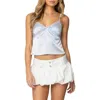 Edikted Imani Satin Effect Tank Top In Light-blue