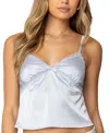 Edikted Imani Satin Effect Tank Top In Blue