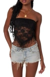 Edikted India Fringe Hem Lace Tube Top In Black