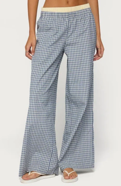 Edikted Indya Plaid Pull-on Wide Leg Pants In Multi