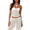 Edikted Ines Open Stitch Corset Top In Cream