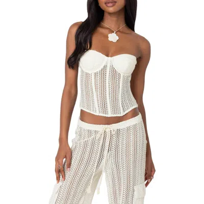 Edikted Ines Open Stitch Corset Top In Cream