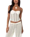 Edikted Ines Open Stitch Corset Top In Cream