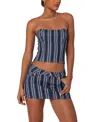 Edikted Inex Stripe Denim Crop Corset Top In Mix