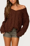 Edikted Inga Oversize Cable Stitch Sweater In Brown