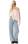 Edikted Inga Oversize V-neck Cable Sweater In Light-pink