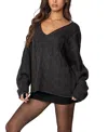 Edikted Inga Oversized Cable Knit Sweater In Black