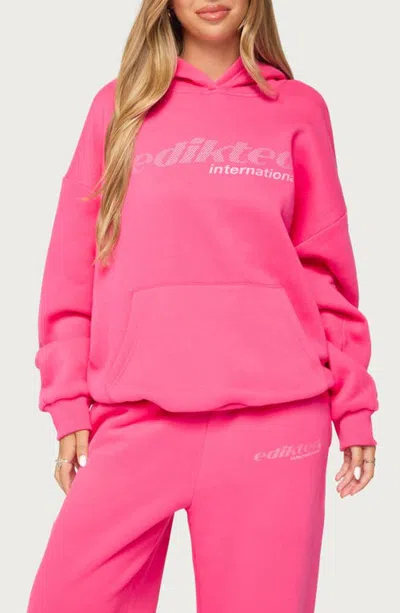 Edikted International Graphic Hoodie In Pink