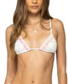 Edikted Ira Ruffle Rib Triangle Bikini Top