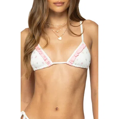 Edikted Ira Ruffle Rib Triangle Bikini Top