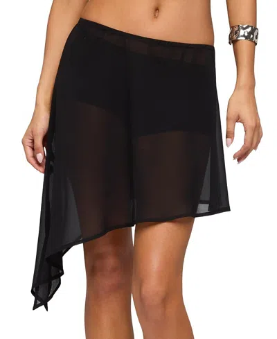 Edikted Irenah Asymmetric Sheer Chiffon Midi Skirt In Black