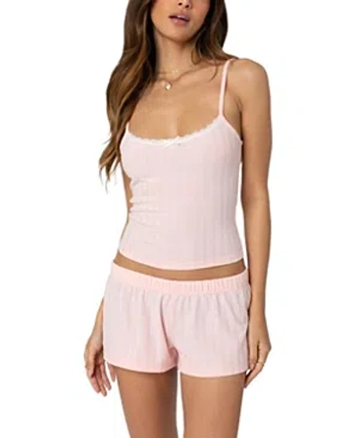 Edikted Irene Pointelle Tank Top In Pink