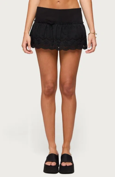 Edikted Iriana Cotton Eyelet Miniskort In Animal Print