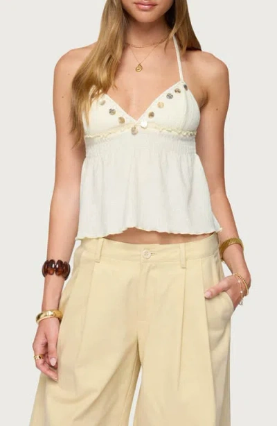 EDIKTED EDIKTED IRIDESCENT DETAIL BABYDOLL HALTER TOP