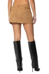 Edikted Isa Low Rise Faux Suede Miniskirt In Brown
