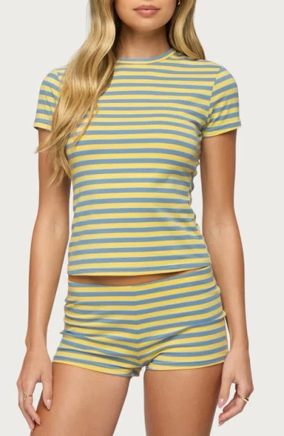Edikted Isara Stripe Crop T-shirt In Yellow