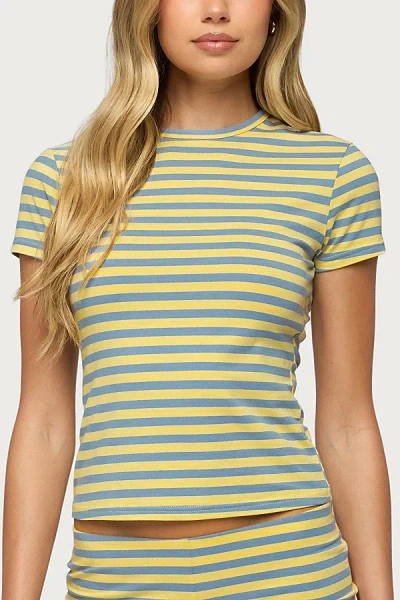 Edikted Isara Stripe Crop T-shirt In Yellow