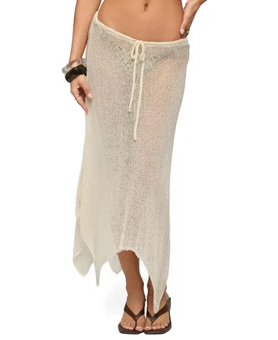 Edikted Isla Handkerchief Sheer Knit Midi Skirt In Neutral