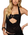 Edikted Issey Layered Bra Cowl Neck Top In Black