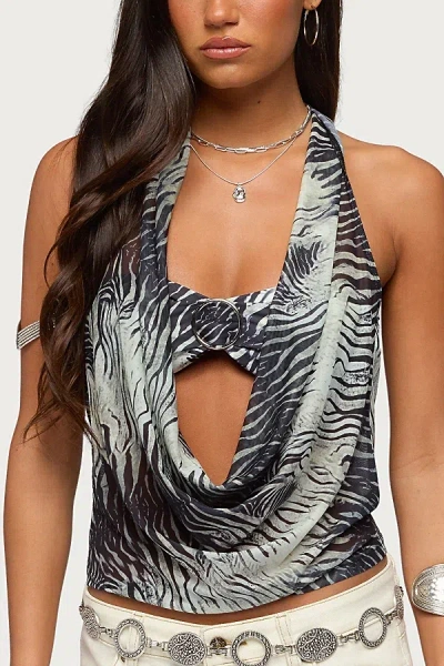 Edikted Issey Layered Bra Cowl Neck Top In Mix, Women's At Urban Outfitters In Multi