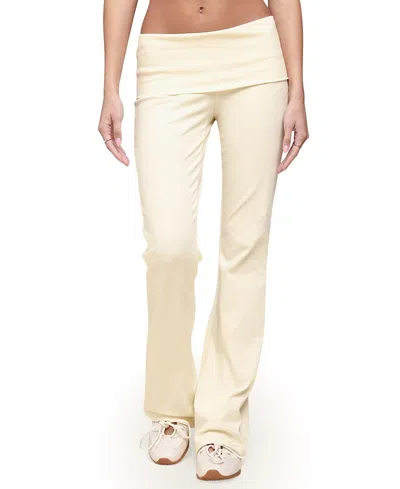 Edikted Ivanne Foldover Flared Pants In Neutral