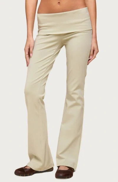 Edikted Ivanne Foldover Stretch Cotton Flare Pants In Multi
