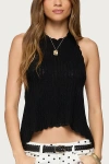 Edikted Ivey Backless Crochet Halter Top In Black